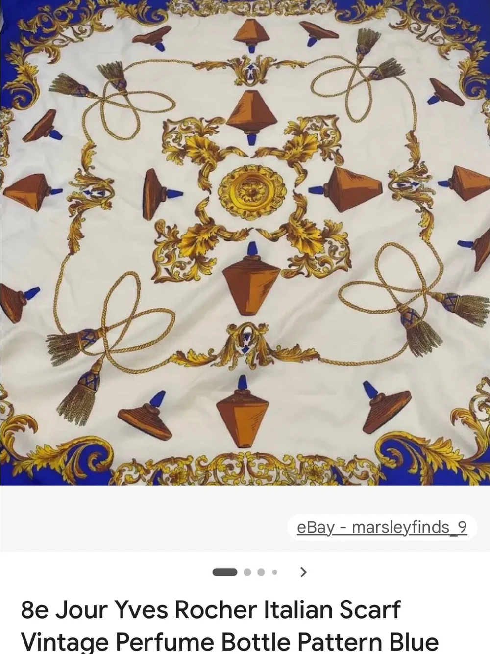 Luxury Blue & Cream Decorative Silk-Feel Scarf for Home Dining/#010 (earc 81226)